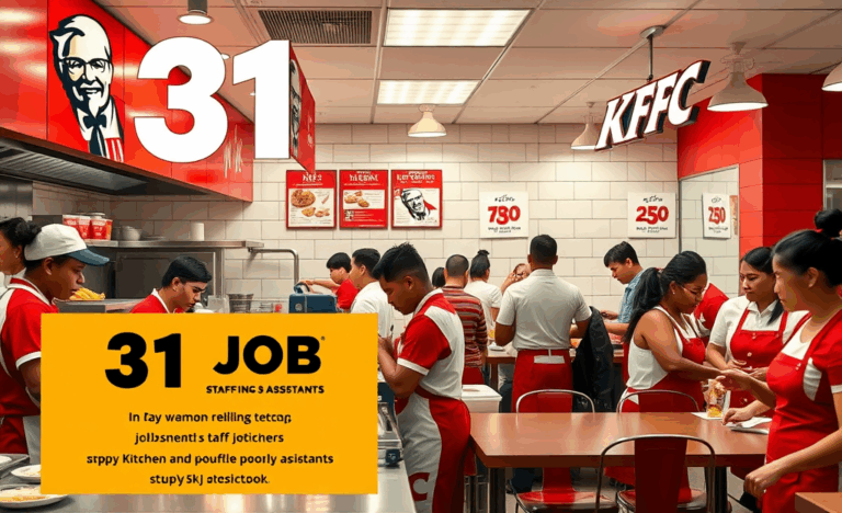 31 posti disponibili al KFC per addetti e aiuto cucina.