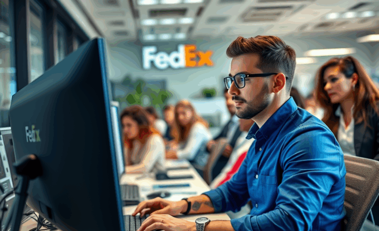 Immagine che promuove l'assunzione di 54 posti operativi in FedEx con opportunità di carriera.