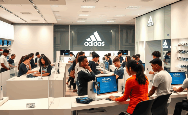 Immagine del team di assistenza clienti Adidas dedicato al supporto e ripristino.