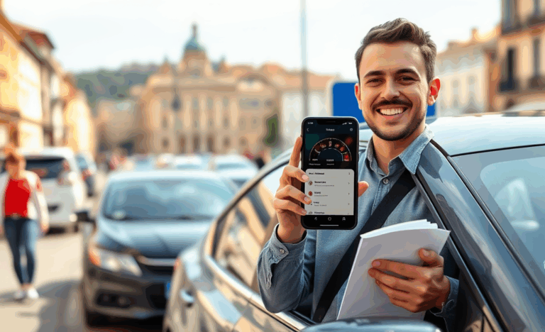 Un autista partner di Uber in azione mentre offre un servizio di trasporto.