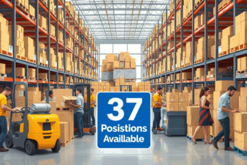 Immagine di un aiutante di carico e scarico al lavoro in un magazzino.