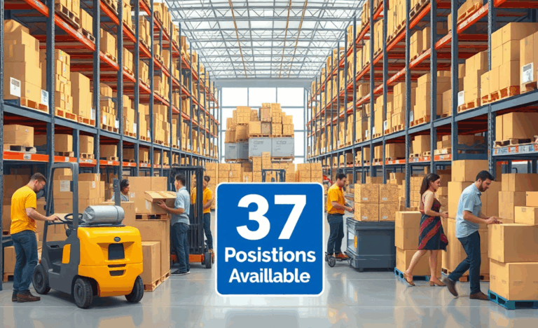 Immagine di un aiutante di carico e scarico al lavoro in un magazzino.