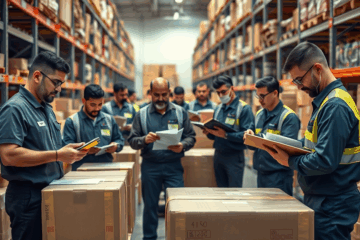 Immagine che rappresenta il ruolo di addetto alla verifica delle merci, fondamentale nella logistica e nel controllo della qualità.