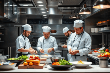 Immagine di aiuto cuoco al lavoro in ristorante