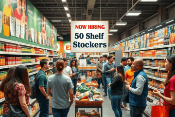 Opportunità di lavoro per scaffalisti in supermercato.