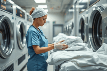 Opportunità di lavoro per ausiliario di lavanderia ospedaliera, figura importante per la pulizia e gestione della biancheria ospedaliera.