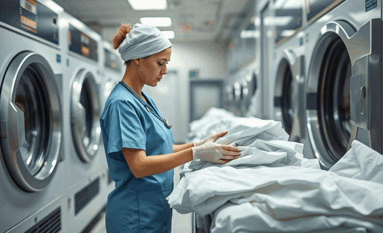 Opportunità di lavoro per ausiliario di lavanderia ospedaliera, figura importante per la pulizia e gestione della biancheria ospedaliera.