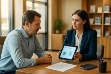 Consulenza in banca italiana per prestito personale come soluzione rapida a difficoltà finanziarie, ambiente moderno e professionale